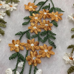 ボタニカル チュールレース 白 デイジー花刺繍 ヴィンテージドレス 衣装オレンジ 9枚目の画像