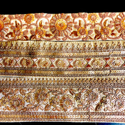 インド刺繍リボンセット ベージュ ゴールド 金 生成り 花 ひまわり プリンセス 6枚目の画像