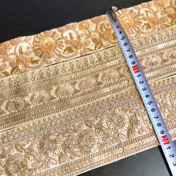 インド刺繍リボンセット ベージュ ゴールド 金 生成り 花 ひまわり プリンセス 7枚目の画像