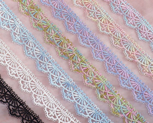 刺繍レース ケミカルレース 虹色 レインボー パステルカラー エコネコ