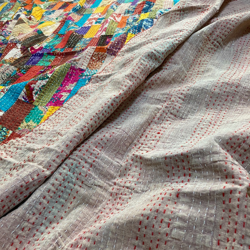 パッチワーク カバー ラグ 敷物 布団カバー 刺し子 手刺繍 ラリー