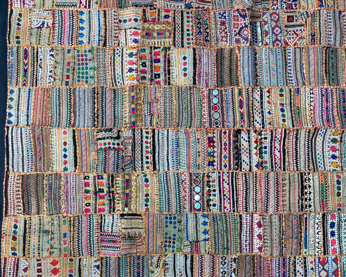 インド 手刺繍ラグ 敷物 タペストリー カーペット 刺し子ハンドメイド