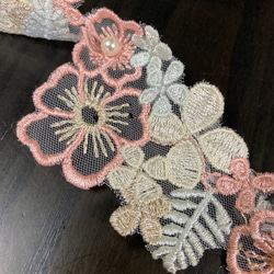 刺繍レース 白 ピンク パール 花 リボン プリンセス チロリアンテープ 手芸 9枚目の画像