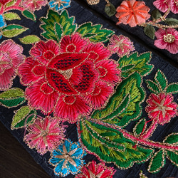 インド刺繍リボンセット 薔薇花 シルク ヴィンテージ エスニックテープ 手芸 ローズ アジアン 手芸テープ ボヘミアン 6枚目の画像