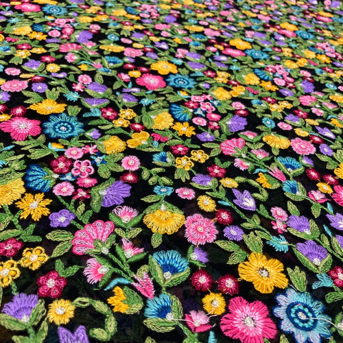 フランス　アンティーク　ファブリック＊リボンとフラワーバスケット＊Textile フランス アンティーク ファブリック＊リボンとフラワーバスケット