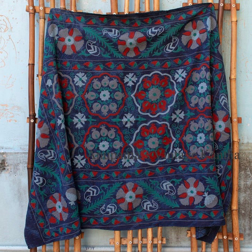 インド手刺繍 ラリーキルト スザンニ ベッドカバー 刺し子