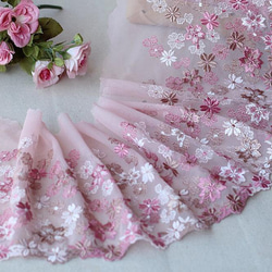 刺繍レース 桜 ピンク 春 花レース ドール服 ヴィンテージ