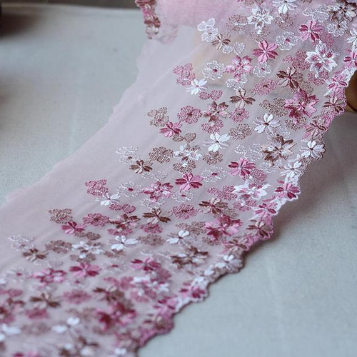刺繍レース 桜 ピンク 春 花レース ドール服 ヴィンテージ