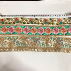 インド刺繍リボンセット 花 チュールレース 刺繍ポーチ ペンケース 筆箱 に 刺繍テープ アジアン 小学生 子供 8枚目の画像