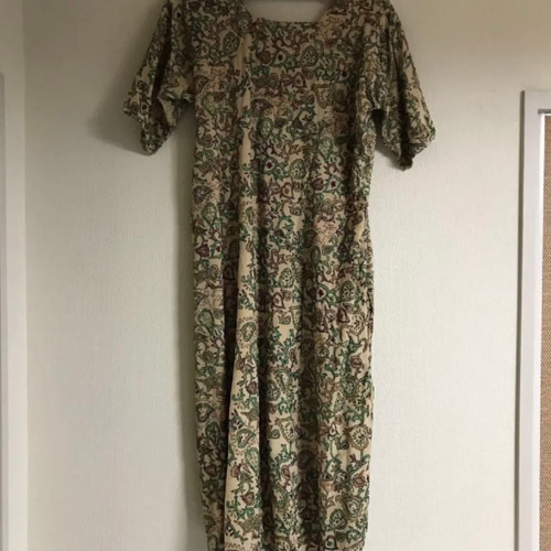 シルク100% インド 手刺繍 クルタ ワンピース カンタ刺繍 刺し子