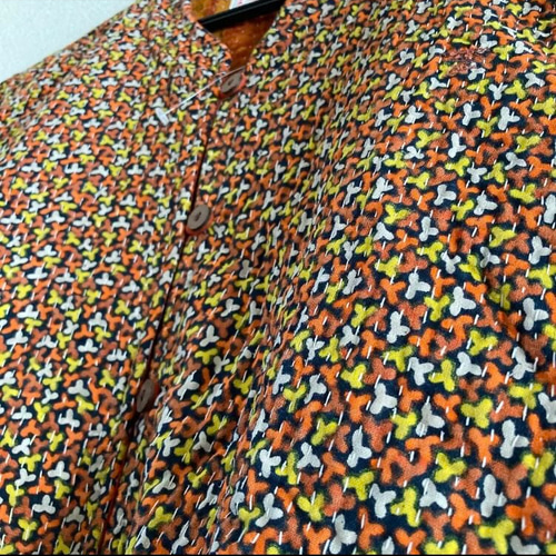 インド手刺繍コート ラリーキルト 昭和レトロ 小花柄 アジアン 刺し子 