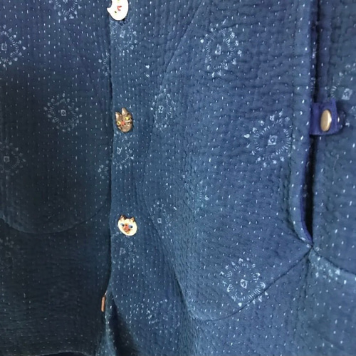 ラリーキルト 手刺繍 刺し子 コート ジャケット カンタ刺繍