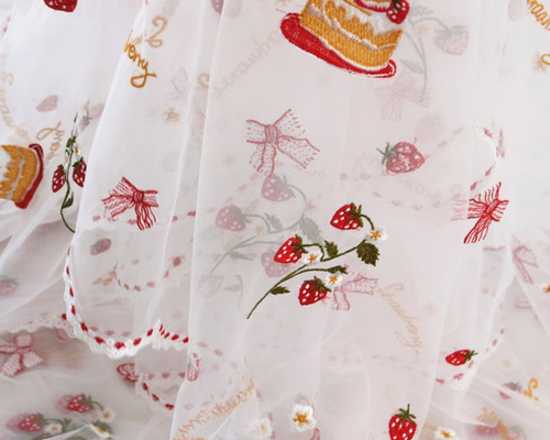 いちごちゃん@様特注品×4枚♥バランス カフェカーテン♡リボン柄