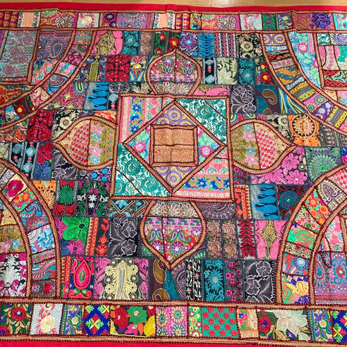 インド刺繍ラグ パッチワーク ハンドメイド アジアの手仕事 キルト