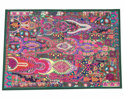 欧アンティーク　刺繍絨毯アートカーペット 額縁付き！52×42cm 000000013280_2_qR0A5vS.jpg