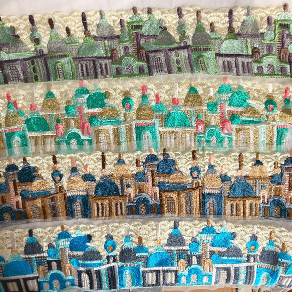 インド刺繍リボン タージマハル 城 チュールレース アジアン アラジン 宮殿 家 街並み 建物 北欧 エスニック レトロ 5枚目の画像