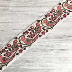 インド刺繍リボン 花刺繍 鳥 インコ オウム シルク100% エスニック 北欧 プレミアム アンティーク アジアン 4枚目の画像