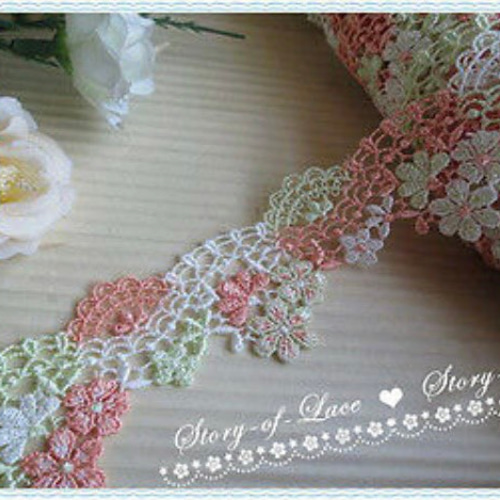 刺繍レース 花 かぎ針編み クロシェ オレンジ ハンドメイド素材 手芸