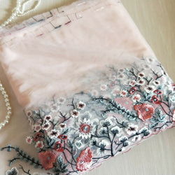 刺繍レース ピンク 和柄 和風 人形 ドレス スカート ハンドメイド 素材パーツ 着物 髪飾り ボタニカル 春 フラワー 3枚目の画像