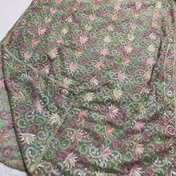 インド刺繍布 ドゥパタ 黄緑 エスニック アジアン 生地 チュールレース 北欧 ヴィンテージ テーブルクロス カーテン 10枚目の画像
