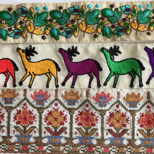 インド刺繍リボンセット 花 バンビ 鹿 植物 クロスステッチ 北欧  