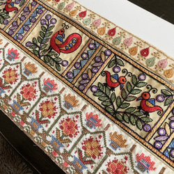 インド刺繍リボンセット 北欧 インコ 鳥 孔雀 ドロップ ミラーワーク アジアン エスニック チロリアンテープ レトロ 4枚目の画像