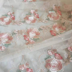薔薇 ローズ ピンク 刺繍チュールレース プリンセス メルヘン レースマスクに アンティーク ミルキー バラ 花 4枚目の画像