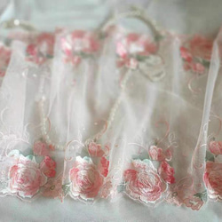 薔薇 ローズ ピンク 刺繍チュールレース プリンセス メルヘン レースマスクに アンティーク ミルキー バラ 花 5枚目の画像