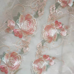 薔薇 ローズ ピンク 刺繍チュールレース プリンセス メルヘン レースマスクに アンティーク ミルキー バラ 花 7枚目の画像