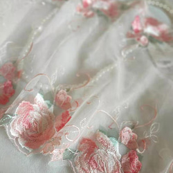 薔薇 ローズ ピンク 刺繍チュールレース プリンセス メルヘン レースマスクに アンティーク ミルキー バラ 花 10枚目の画像