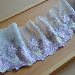 刺繍レース 紫 花 プリンセス 手芸 素材 刺繍布 輸入生地 インド刺繍リボン ヴィンテージ アンティーク レトロ 3枚目の画像