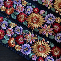 インド刺繍リボン チロリアンテープ ひまわり花 パーツ シルク100% 帯 北欧 刺繍ベルト 刺繍ピアス ヘアゴムに 5枚目の画像