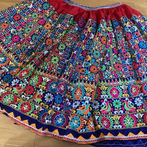 インド刺繍 ロングスカート 刺繍布 民族衣装 ベリーダンス アジアン