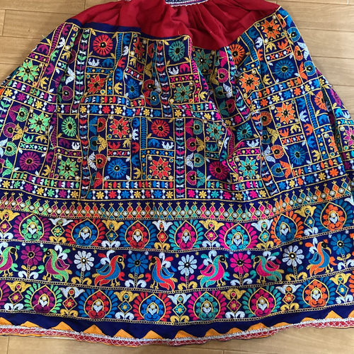 インド刺繍 ロングスカート 刺繍布 民族衣装 ベリーダンス