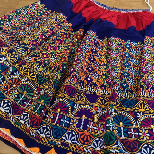 インド刺繍スカート ヴィンテージ レトロ エスニック 北欧 生地