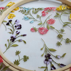 刺繍チュールレース ボタニカル 花刺繍 フラワー パンジー 刺繍布 ドールドレス カラフル 手芸 素材 ハンドメイド 3枚目の画像