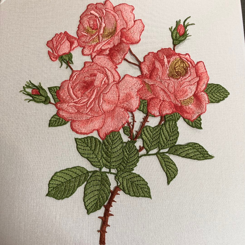 特大 大きめ 刺繍 ワッペン アップリケ 薔薇 ローズ 赤 ピンク 手芸