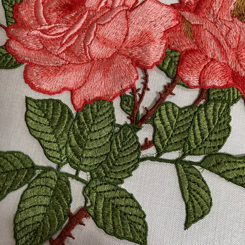 特大 大きめ 刺繍 ワッペン アップリケ 薔薇 ローズ 赤 ピンク 手芸