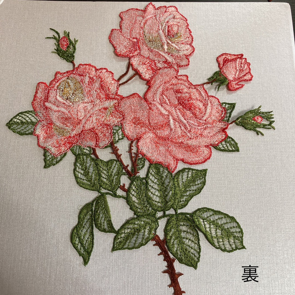 特大 大きめ 刺繍 ワッペン アップリケ 薔薇 ローズ 赤 ピンク 手芸パーツ 洋裁 フランスアンティーク エスニック 6枚目の画像