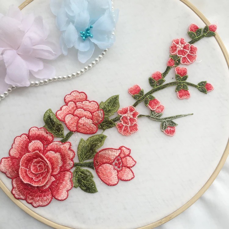 【新品】PINK HOUSE♡ルドゥーテシリーズ♡薔薇刺繍入りワッペン付き長トレ