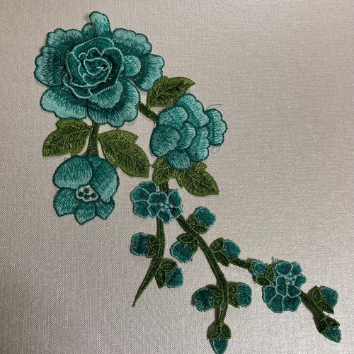 薔薇 刺繍ワッペン バラ 立体 3D 緑 グリーン 刺繍レース レトロ 薔薇 刺繍ワッペン バラ 立体 3D 緑 グリーン 刺繍レース レトロ