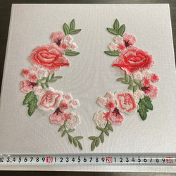 薔薇 ピンクローズ 花 レース ワッペン つけ襟 刺繍襟 ボタニカル ドレス 刺繍レース アップリケ 結婚式 ドレス 8枚目の画像