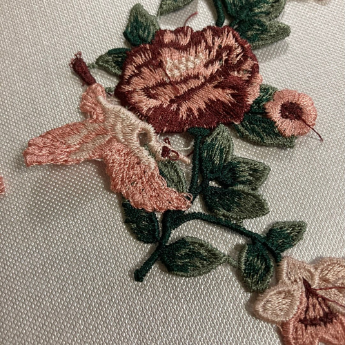 刺繍ワッペン 花 鳥 ペア 刺繍レース 手芸 材料 素材 パーツ