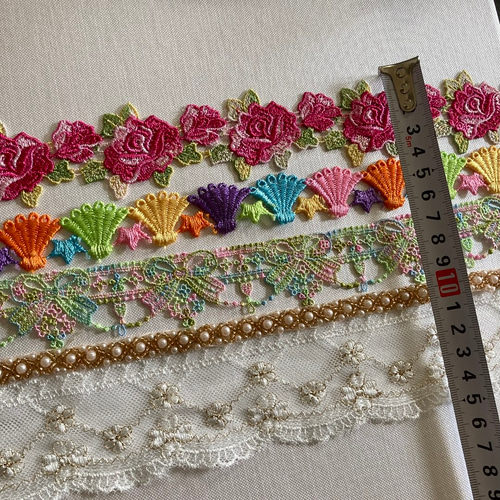 ケミカルレース 刺繍レース 花 リボン パールビーズ 薔薇 ローズ