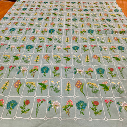 刺繍布 フラワー 花 ボタニカル 水色 リネン デイジー 北欧 ガーデニング コットン 麻 テーブルクロス エスニック 4枚目の画像