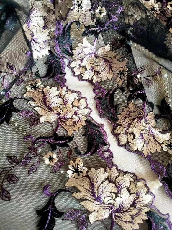 薄紫 白 花柄刺繍 着物(訪問着 【No.Z-320】紫色・蘇州刺繍 薄紫 白 花柄刺繍 着物(訪問着 【No.Z-320】紫色・蘇州刺繍