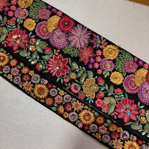インド刺繍リボンセット シルク 絹 花火 ひまわり 浴衣 着物帯 和柄  