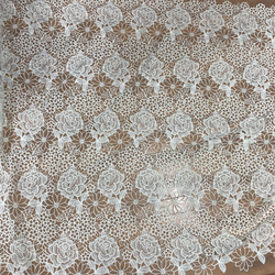 刺繍チュールレース 大判 白 結婚式 ドレス 衣装 生地 布 アンティーク 薔薇 レースカーテン 花 インド刺繍布 北欧 5枚目の画像