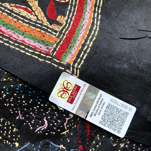 インド製手刺繍ストール インド手刺繍ストール 最高級 大判 布 生地 絹 花 ドゥパタ シルク100