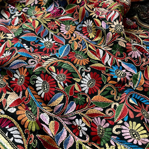 インド手刺繍ストール 最高級 大判 布 生地 絹 花 ドゥパタ インド手刺繍ストール 最高級 大判 布 生地 絹 花 ドゥパタ